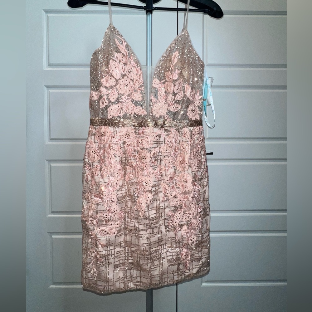 Camille La Vie Sparkling Rose Gold Gown